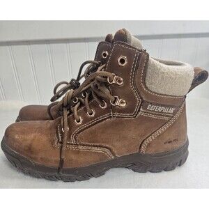 Women's Caterpillar CAT Tess Steel Toe Work Boots - Brown Leather - Size 9